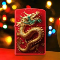 2024年新年中国紅百福ライター龍年金持ち花灯油防風ライター振音面単代発