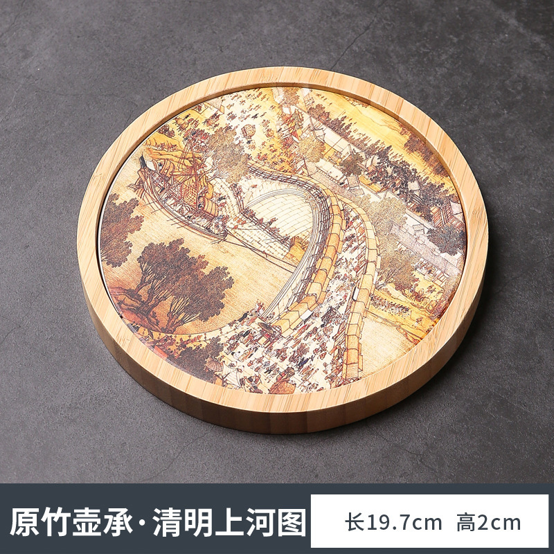 Bandeja de té absorbente de secado rápido de bambú bandeja de burbujas secas olla doméstica de cerámica pequeña bandeja de mesa de té drenaje juego de té de Kung Fu