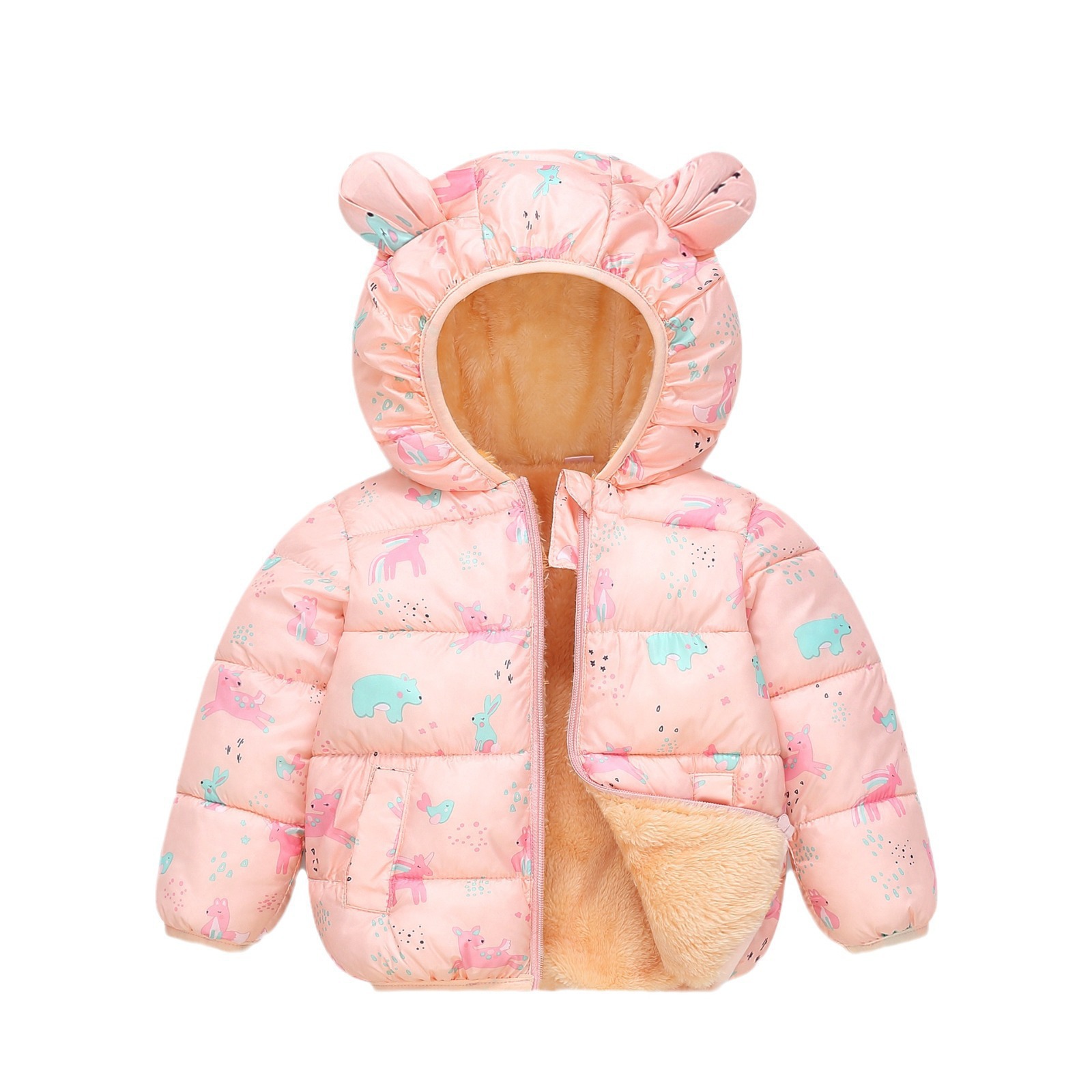 Comercio exterior ropa infantil 2025 nuevo niño plumón chaqueta de algodón impresa para niños y niñas chaqueta de algodón bebé al por mayor