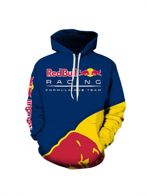 2025 Cross-Border New 3D Digital Printing Men's Hooded Casual Red Bull Racing Suit European and American Hooded Sweatshirt No