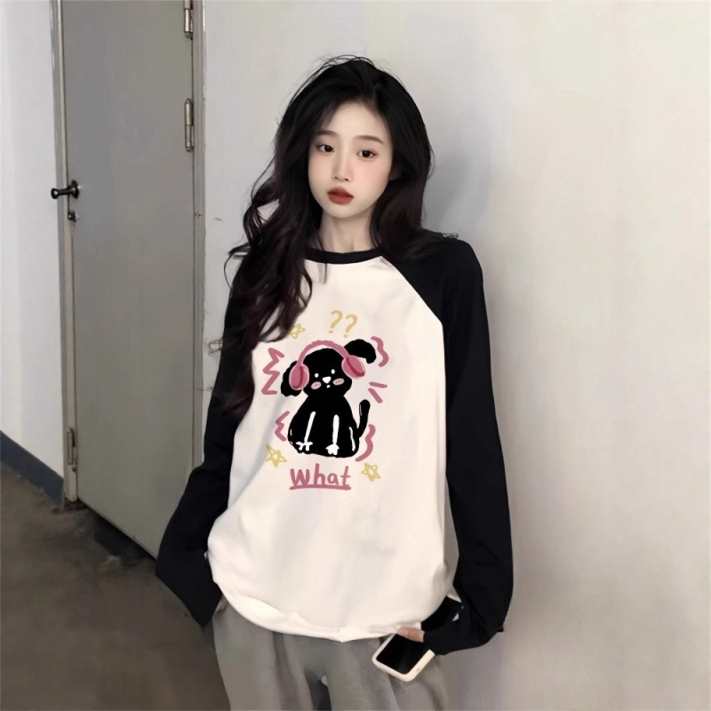 胖mm纯棉大码长袖t恤女春秋25新款初高中学生宽松内搭打底衫上衣|undefined