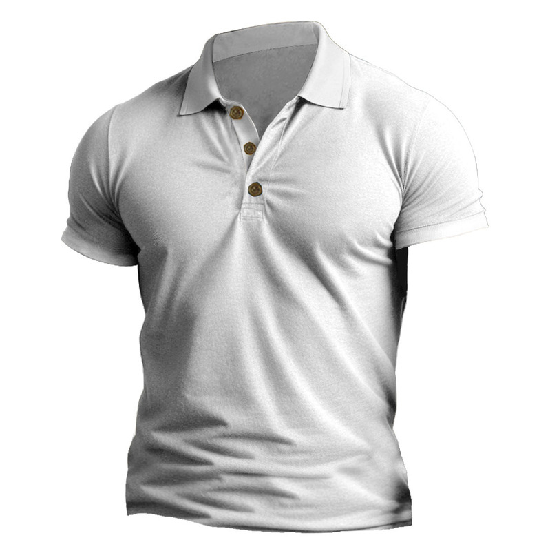 2024 European and American New Golf Shirt Short Sleeve Letter Print Polo Shirt Solid Color 3d Graphic Three Button Polo Shirt 2024 European and American New Golf Shirt Short Sleeve Letter Print Polo Shirt Solid Color 3d Graphic Three Button Polo Shirt