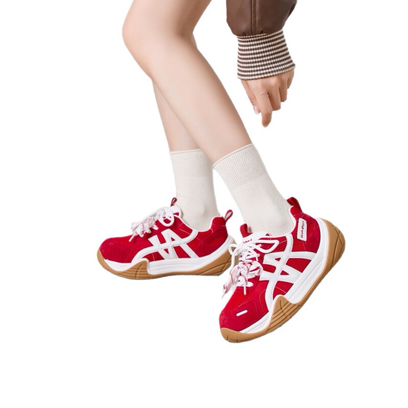 真皮德训鞋女2025秋季新款平底增高鞋复古跑步鞋休闲运动阿甘鞋|undefined