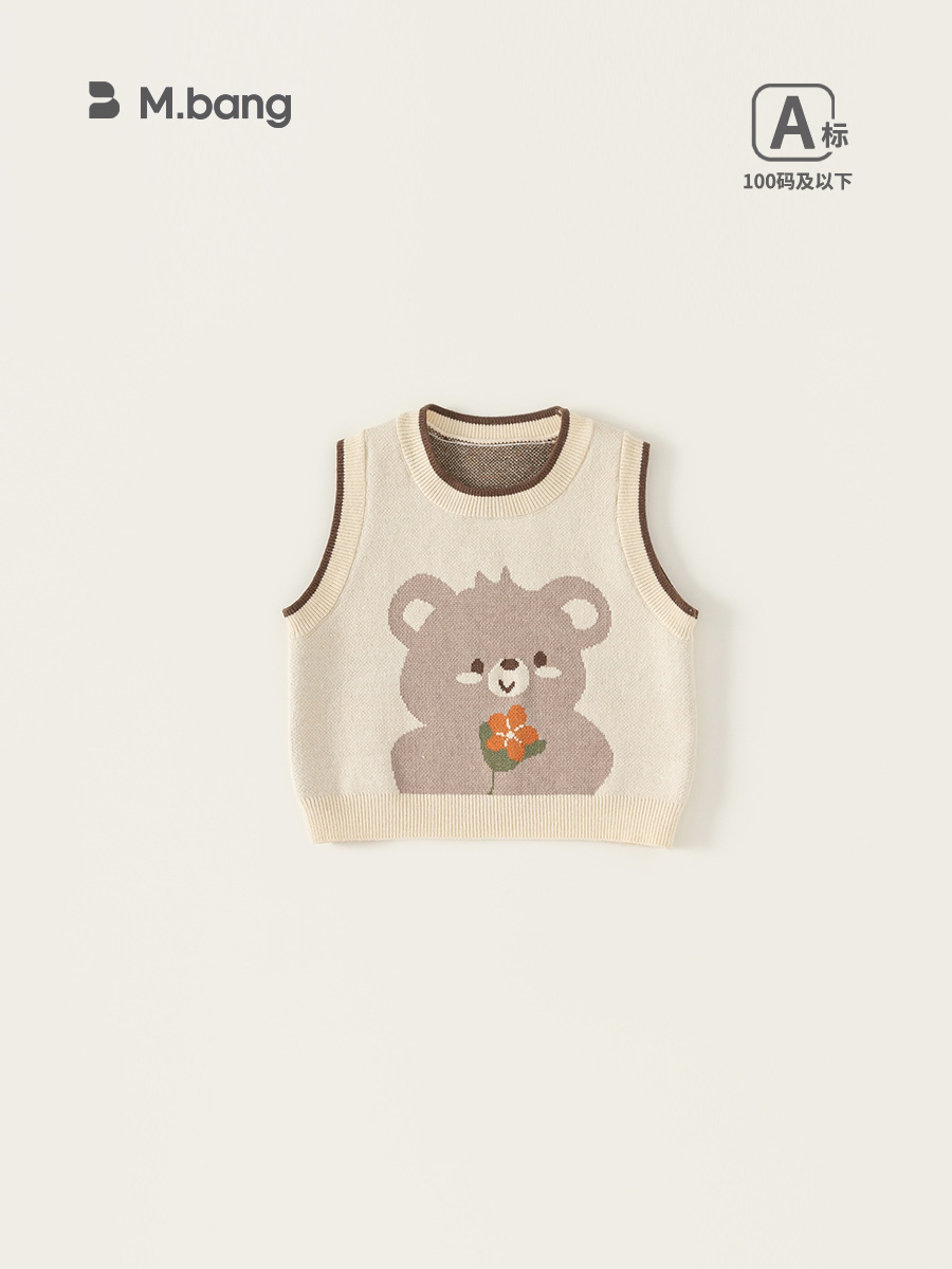 Yubao ropa infantil chaleco de otoño niñas lindos chaleco de oso para niños camisas de punto sin mangas suéter para niños