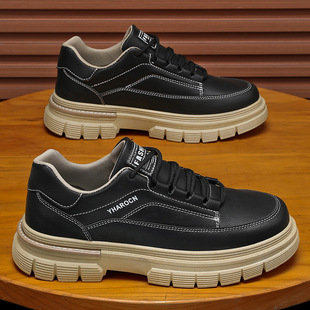 Spring Men's Shoes New Breathable Workwear Shoes Men's Trendy All-match Thick-soled Sports Casual Sneakers Leather Shoes Martins Boots