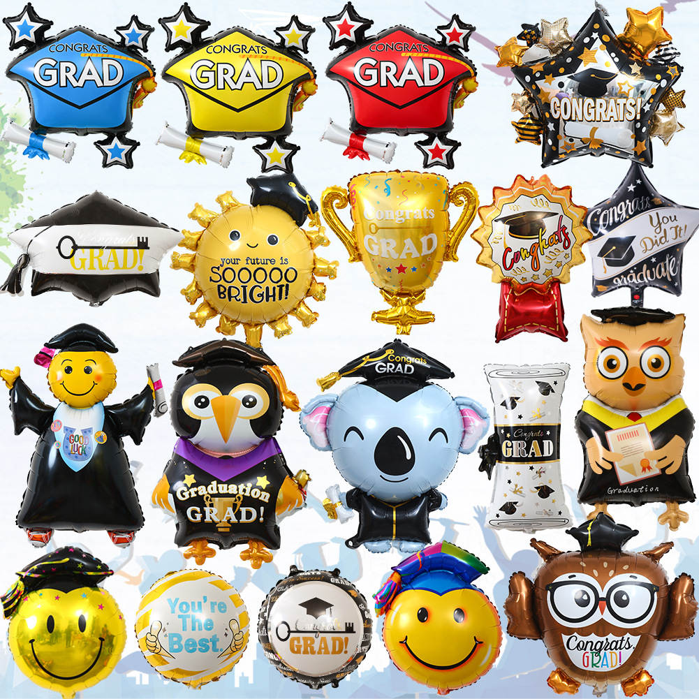 Temporada de graduación película de aluminio globo ceremonia de graduación tapa de doctorado certificado de graduación globo temporada de graduación Decoración Accesorios de la foto