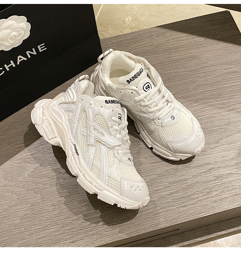 Casual Net Red Style Paris Summer New Thick Soled Mesh Breathable Leather Old Shoes Women Increase Height And Look Thin_voghion.com