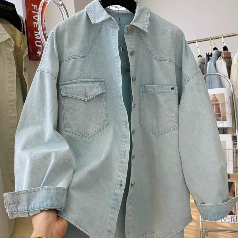 Spring Women's 2025 New High-End Korean Style Colorful Denim Shirt Women's Good-Looking Loose Casual Tops Spring Women's 2025 New High-End Korean Style Colorful Denim Shirt Women's Good-Looking Loose Casual Tops