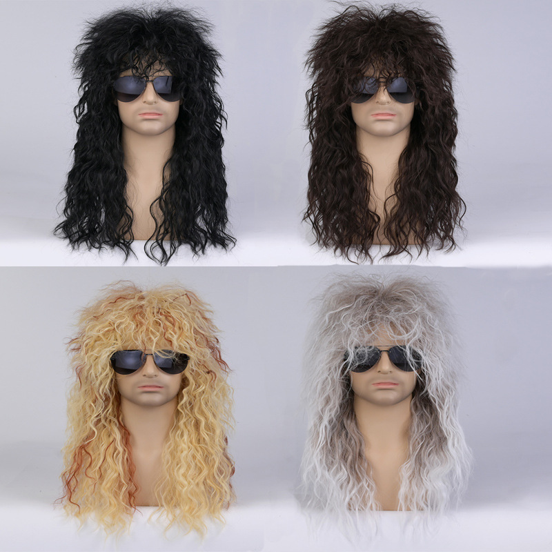 Foreign trade beggar wig long curly hair stage Halloween explosions men's fluffy hairstyle beggar crazy full head cover Foreign trade beggar wig long curly hair stage Halloween explosions men's fluffy hairstyle beggar crazy full head cover