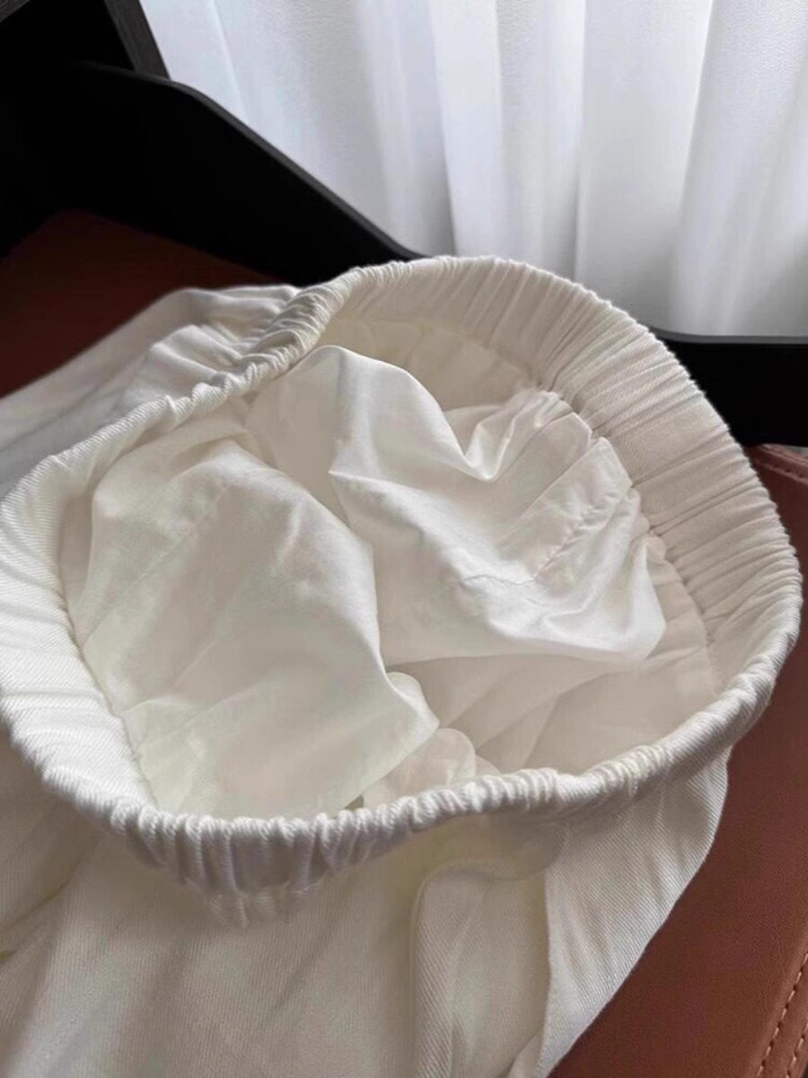 Quần trắng nữ eo cao ống rộng phong cách tối giản — màu trắng