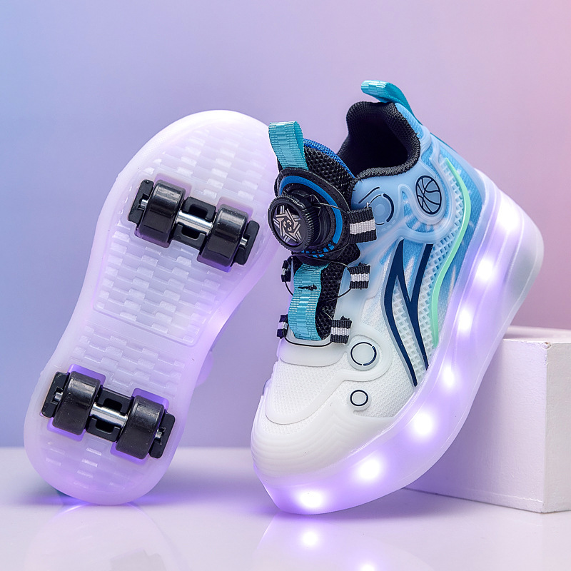 New style children's roller shoes with mesh upper, featuring wheels and lights, suitable for both boys and girls, designed for skating and walking, available in sizes for older children and teenagers, four-wheel roller shoes New style children's roller shoes with mesh upper, featuring wheels and lights, suitable for both boys and girls, designed for skating and walking, available in sizes for older children and teenagers, four-wheel roller shoes