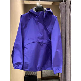 特大码300斤欧洲站复古男女秋款紫色夹克冲锋衣长袖连帽上衣潮牌2
