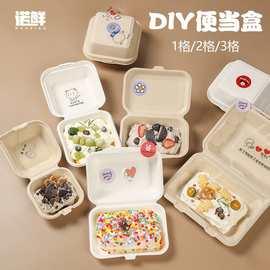 可降解纸浆DIY便当盒汉堡盒蛋糕西点盒小蛋糕打包盒甜品盒包装盒