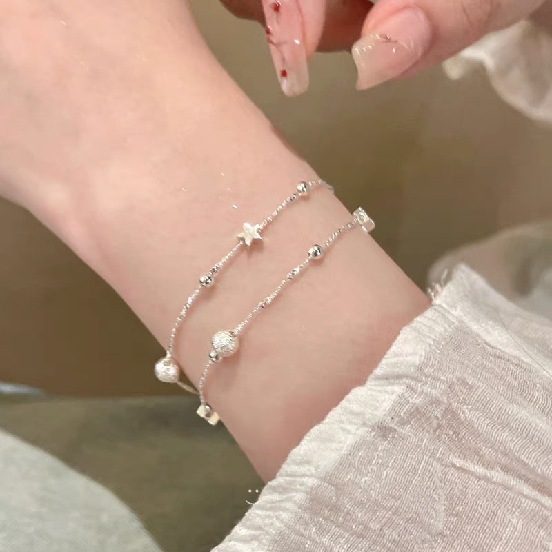 Star Frosted Ball Double Layer Stacked Bracelet Women's Light Luxury Niche High-end Sense Exquisite Micro-inlaid Zircon Bracelet