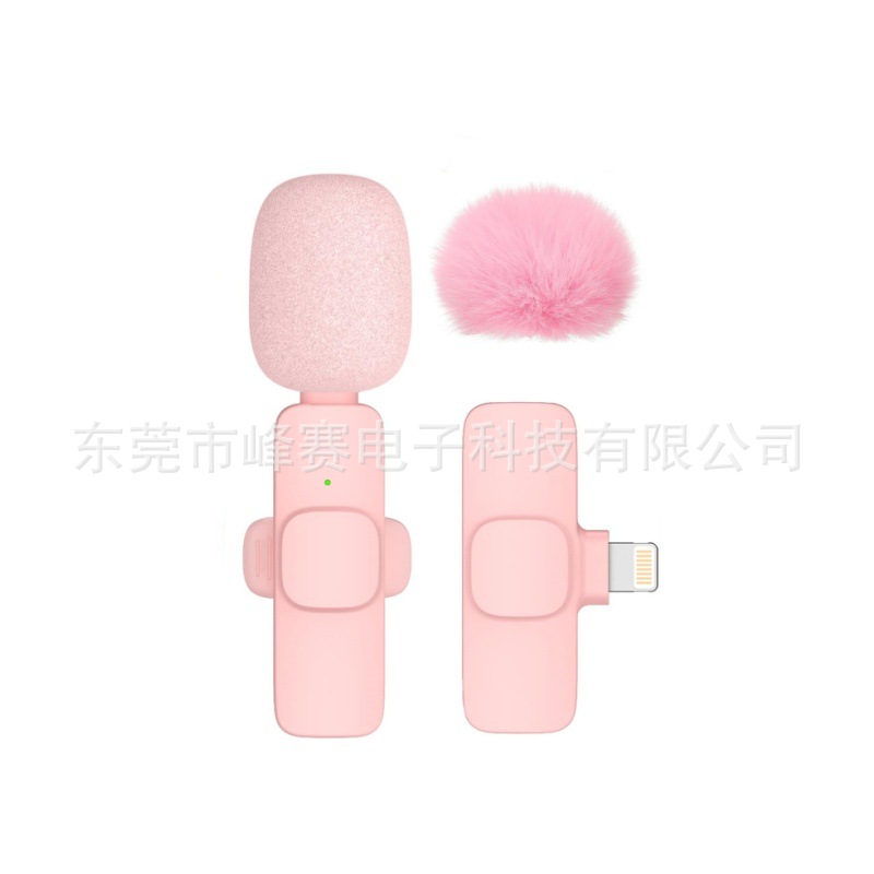 Pink K1K9 micrófono de clip de cuello inalámbrico uno a dos teléfono móvil en vivo grabación al aire libre radio micrófono pequeño con reducción de ruido