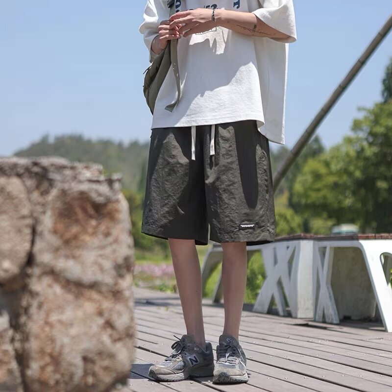 Hong Kong-style Thin Casual Shorts Simple Men's and Women's Beach Mid-length Pants Loose Straight Tooling Fashion Brand Pants Summer