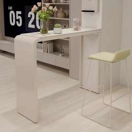 奶油风阳台小吧台休闲家用现代简约客厅吧台隔断靠窗边长条高脚桌