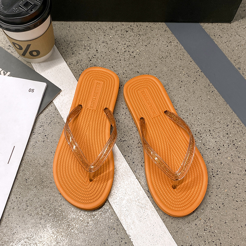 Zapatillas de flip flop para mujeres de moda brillante y fresca nueva moda para viajar en verano a la playa para usar zapatillas