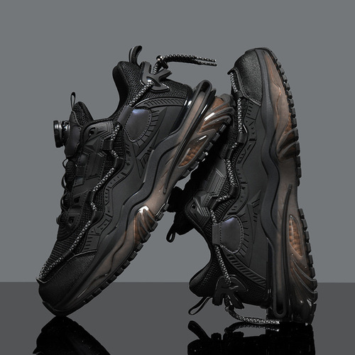 Black Warrior Men's Shoes Autumn Versatile Sports Youth Leisure Running Air Cushion Popcorn In Dad Trendy Shoes