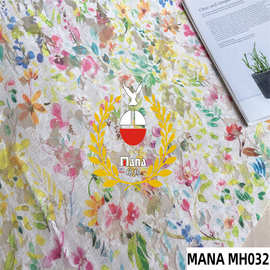 玛纳现货烧花烂花数码印花蕾丝面料时尚女装连衣裙时装旗袍布料