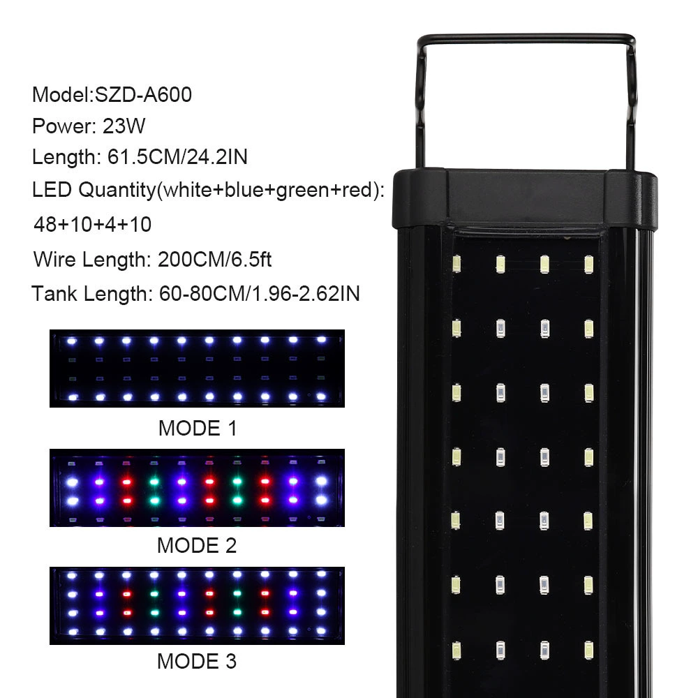 LED-лампа для аквариума, сверхтонкий алюминиевый сплав, регулируемая телескопическая подставка (±10 см), многоканальное освещение