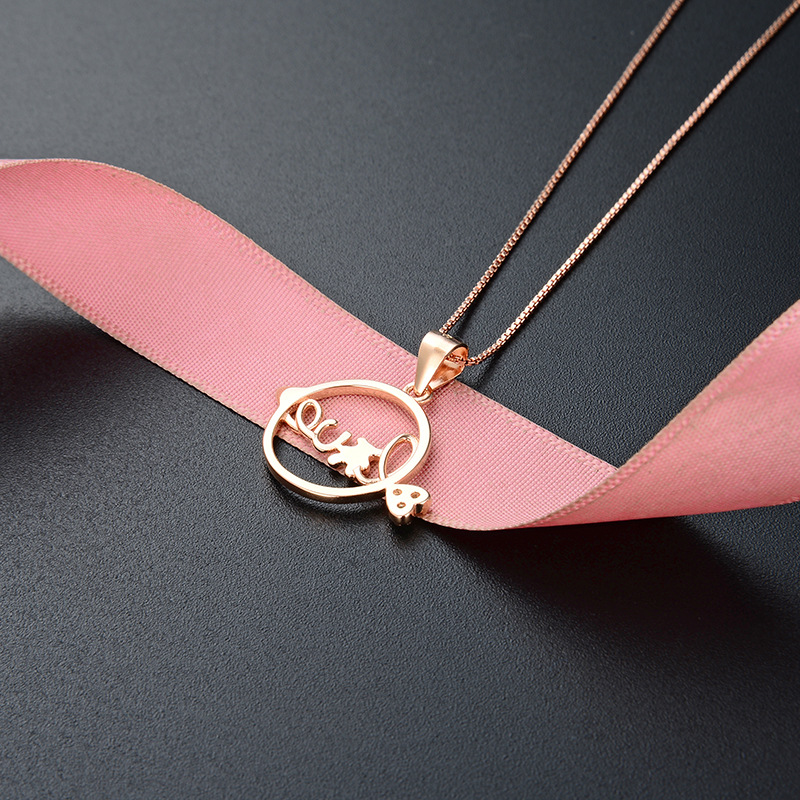 Transfronterizo Amazon inswind 925 plata esterlina lindo collar de letras de oso mujer moda ligera lujo colgante de amor