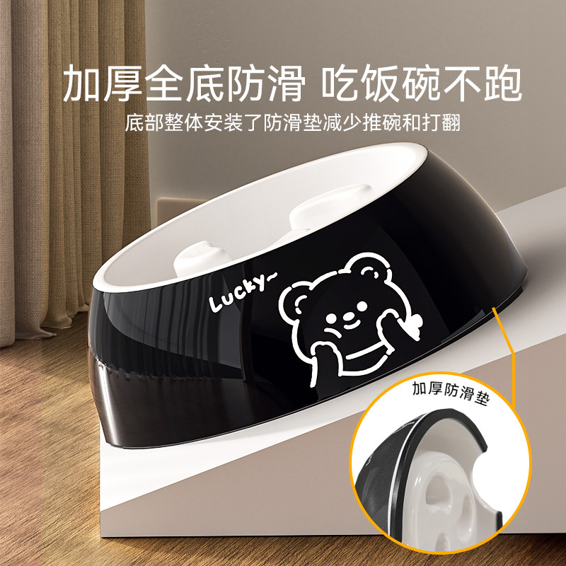 Tazón de comida lenta de melamina impresa en color gran perro Corgi Chai perro tazón de comida casera tazón único anti-deslizante mascota tazón de arroz para perros