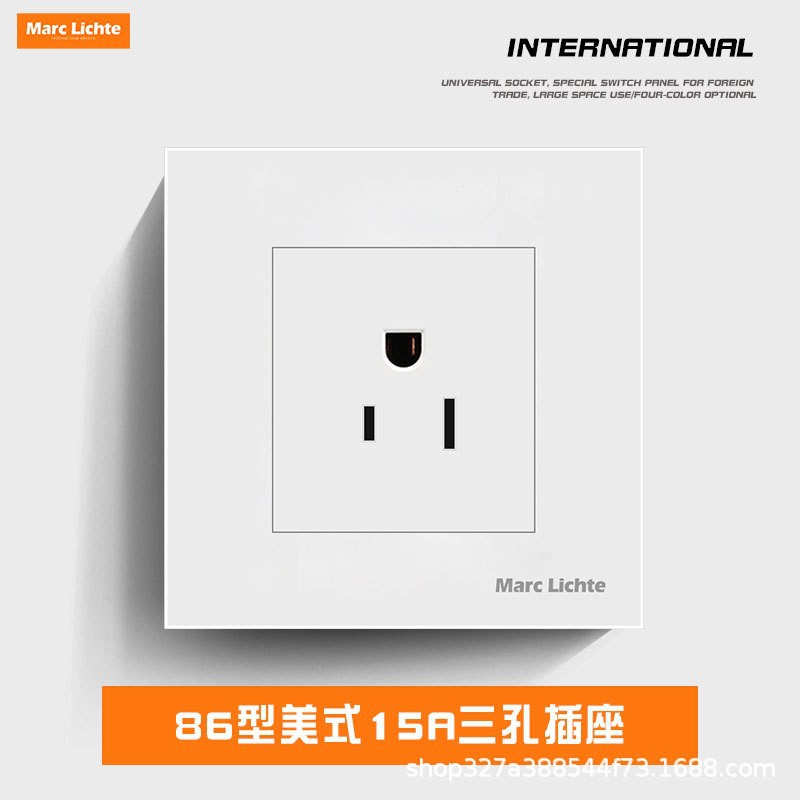MarcLichte86型墙插三孔面板美标电源插座美洲多功能入墙式双插