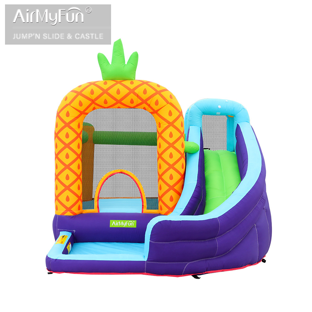 AMF | Al aire libre pequeño castillo inflable tobogán para niños cama de salto en forma de piña casa castillo inflable para niños