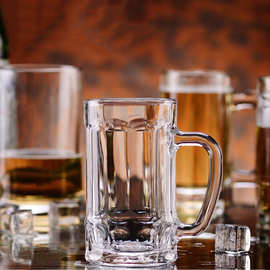 青苹果透明玻璃扎啤杯啤酒杯茶饮杯果汁杯水杯玻璃杯批发印logo