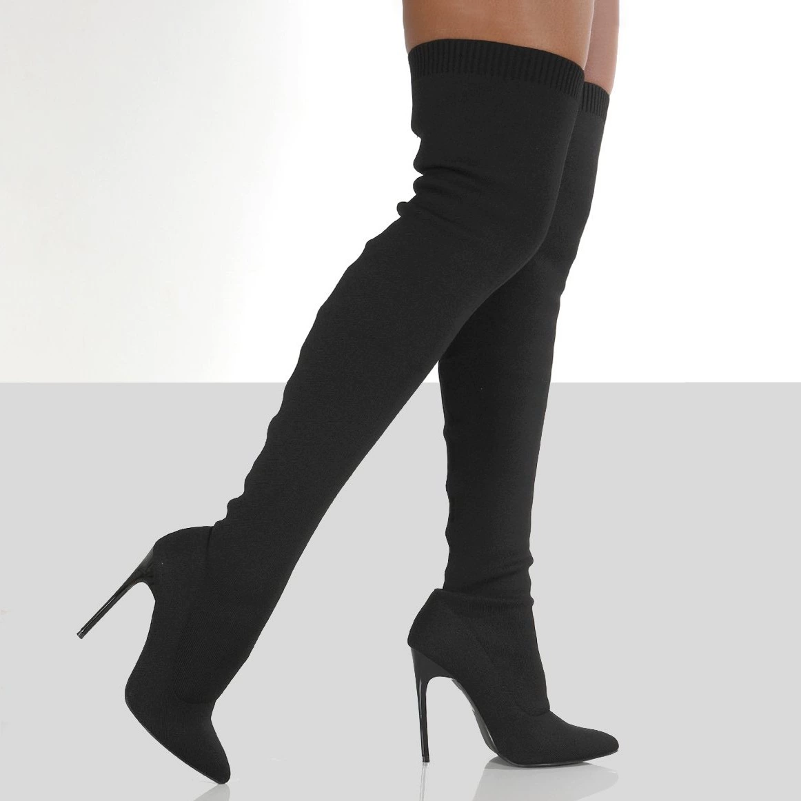 Autumn high boots pointy toe, high elastic socks, plus size, 2022 collection