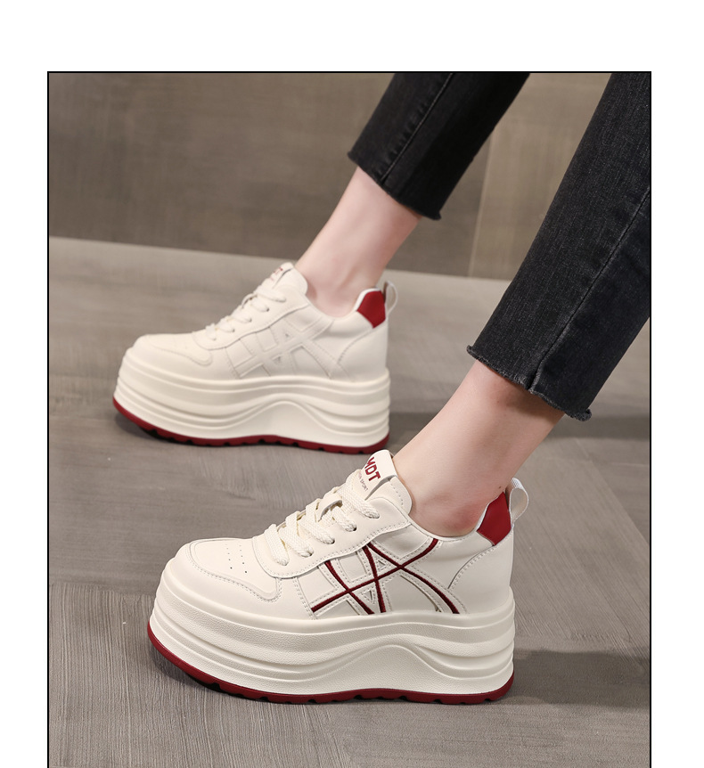 Giày sneaker nữ đế dày tăng chiều cao, phối màu trắng basic, đế bánh mì êm ái — màu sắc chi tiết 12