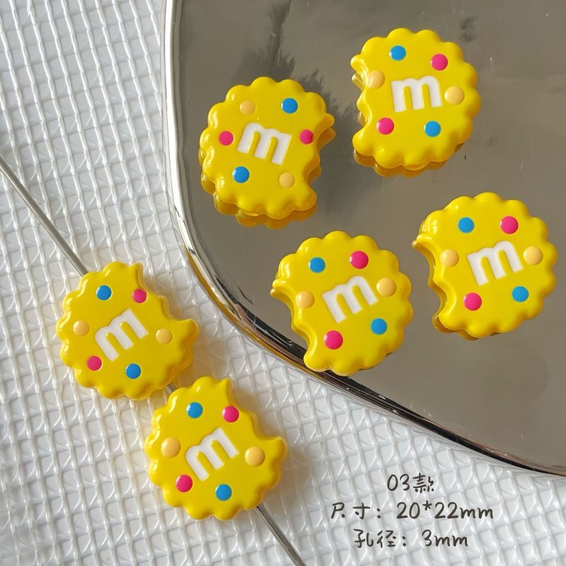 多巴胺烤漆m豆咬一口曲奇直孔串珠diy手机链钥匙扣材料饰品配件|undefined