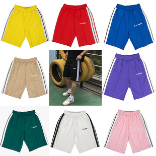 High quality palm Angel side woven striped sports casual loose cropped pants men and women couple casual straight shorts