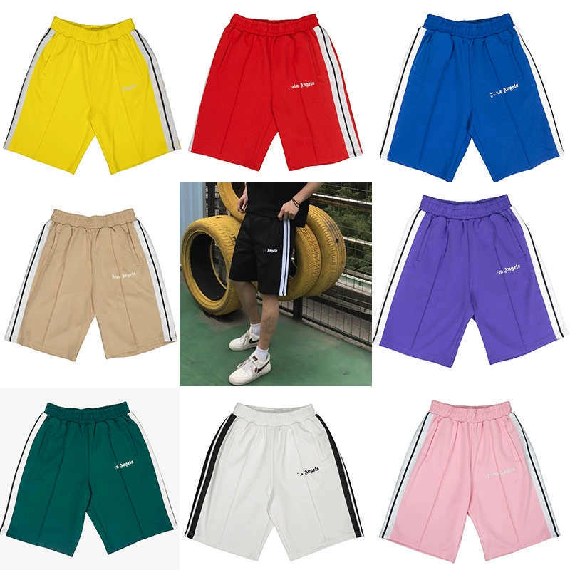 Высокое качество palm ангел боковой тканые полоски спортивные повседневные свободные укороченные брюки для мужчин и женщин пара повседневные прямые шорты