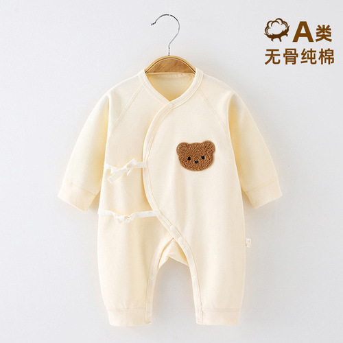 Baby onesies spring and autumn category A newborn clothes baby pure cotton bag fart clothes Anyang children's clothing baby harem clothes