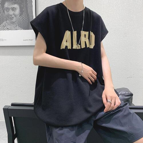 Men's Summer Thin Version Backless Shirt, Hong Kong Style Loose Casual Matchable Sleeveless T-Shirt, Ins Trendy Badass Sporty Outerwear Kangjian