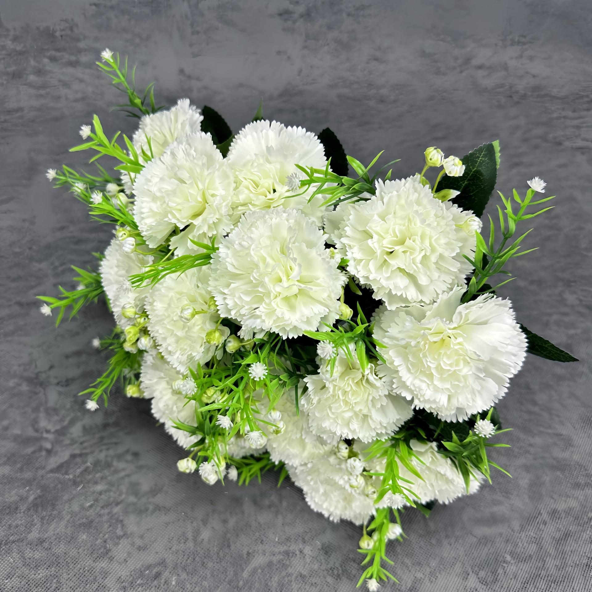Nuevo conjunto de 18 flores de claveles simuladas decoración de boda decoración de flores falsas transfronterizas al por mayor