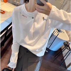 品牌外贸～剪标专柜半开领白色内搭打底衫女长袖t恤早秋穿搭上衣