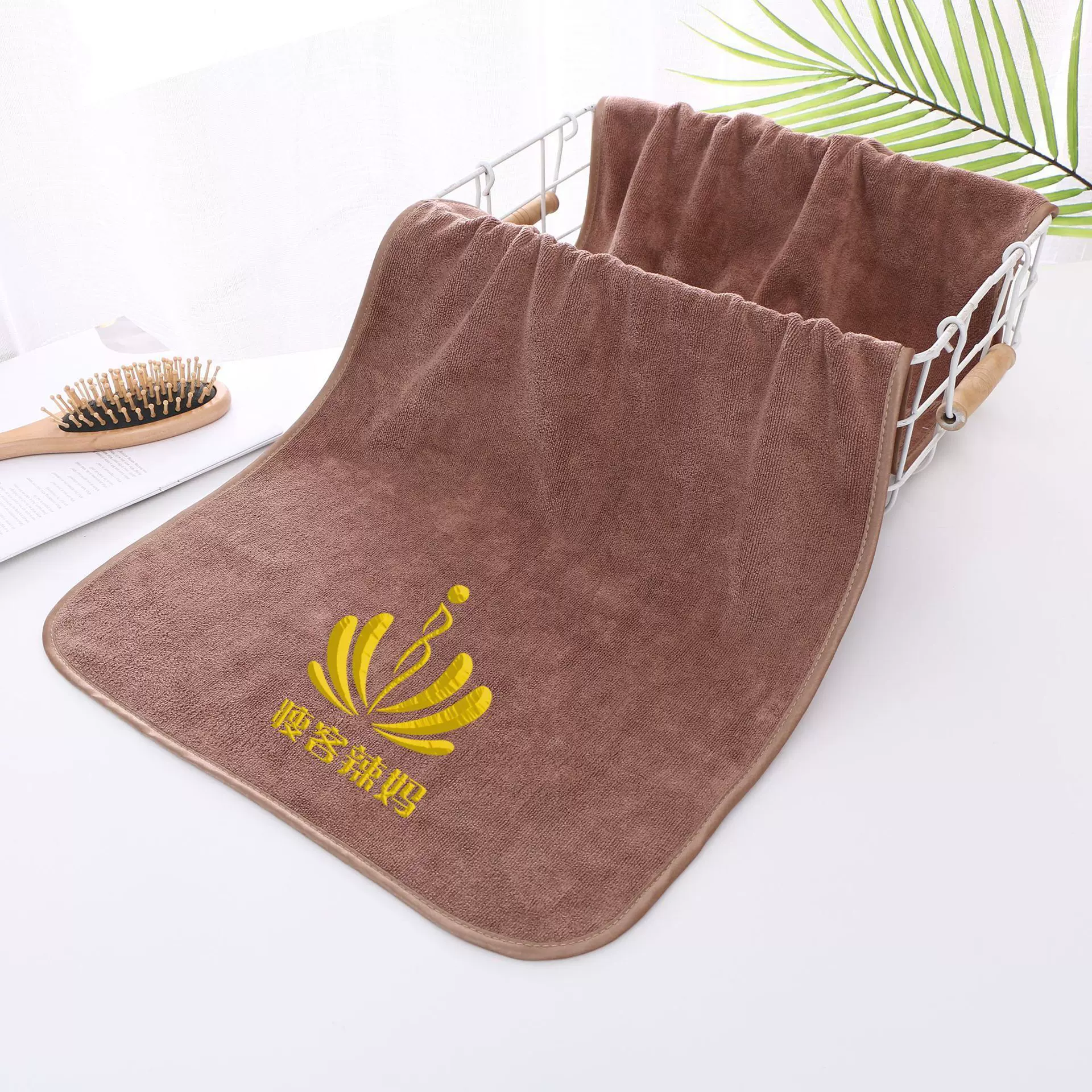 外贸刺绣浴巾定制擦车干发美容浴巾促销赠品活动超细纤维礼品毛巾
