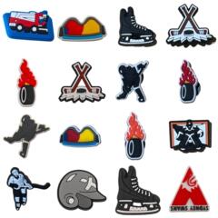 洞洞鞋配件冰球主題鞋扣卡通可愛跨境熱銷款鞋花鞋飾PVC滴塑鞋花d