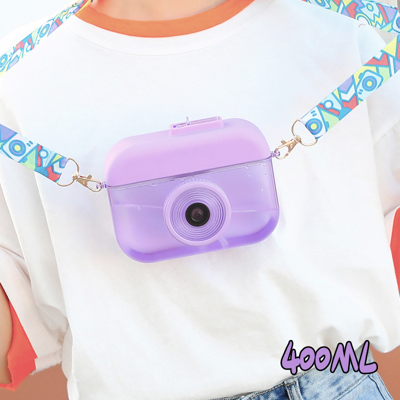 Vaso con pajilla estilo cámara – Diseño coreano, portátil, a prueba de fugas, para jugo y uso escolar