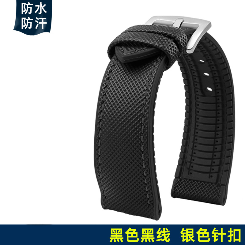 汎用時計バンドナイロン紋ゴム腕時計バンド19 20 21 22 23 24mm防水汗防止時計チェーン男