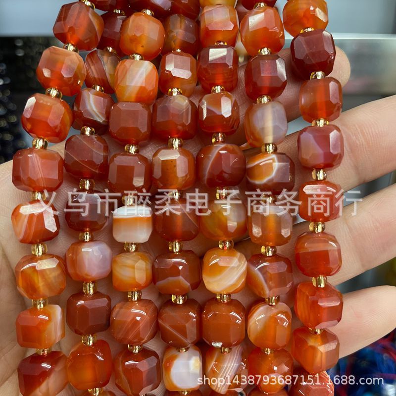 6/8mm天然石切面方糖珠刻面散珠水晶东陵玛瑙串珠隔珠半成品配件|undefined