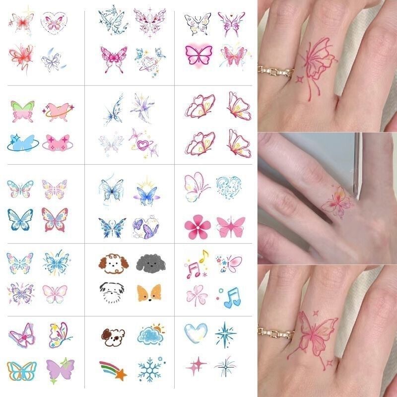 Mini Mini Finger Color Butterfly Tattoo Cute Fresh Pink Butterfly Sticker Waterproof Lasting High Color Value Mini Mini Finger Color Butterfly Tattoo Cute Fresh Pink Butterfly Sticker Waterproof Lasting High Color Value