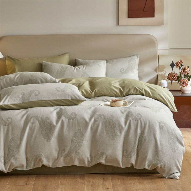 Nuevo tipo A piel de algodón doble cara teñido Jacquard flor simple cuatro piezas de sábanas fabricantes al por mayor