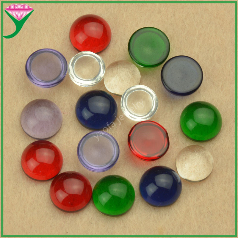 混色供应 红蓝绿人造宝石玻璃平底素面半圆形裸石 glass cabochon