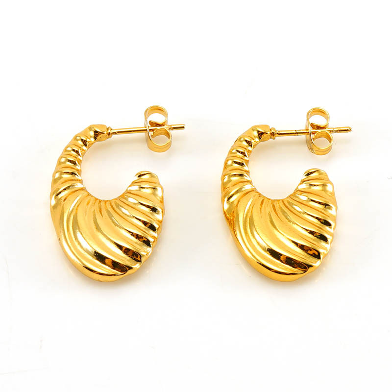 Pendientes de moda europeos y americanos transfronterizos de alto grado de acero inoxidable de oro 18K elegantes pendientes de acero de titanio para mujeres en forma de U