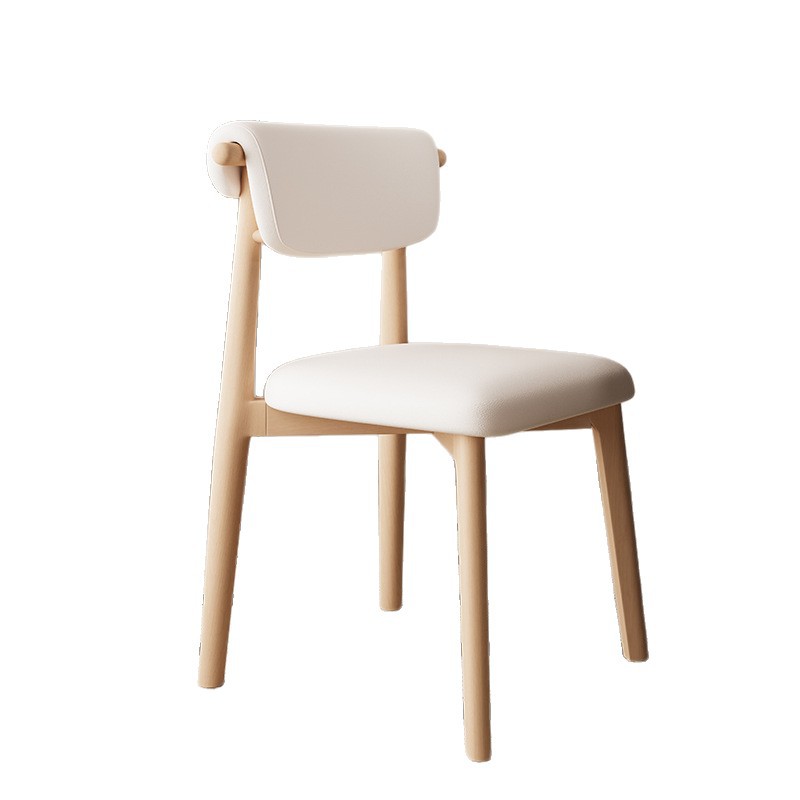 Silla de comedor de madera maciza, cuero de microfibra, restaurante doméstico, silla trasera de tela de algodón y lino, mesa y silla de comedor de hotel, taburete, silla duradera