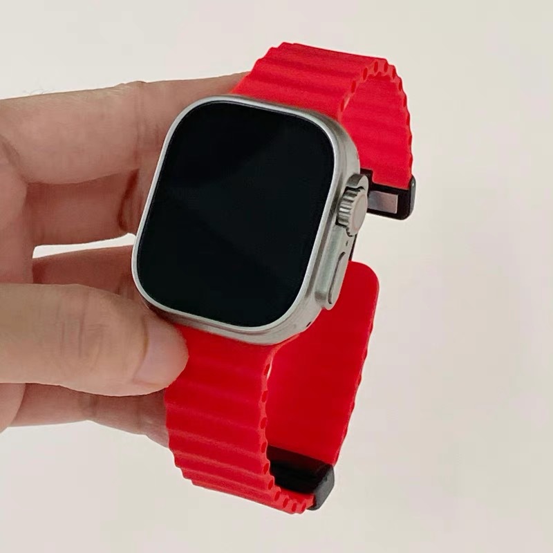 Para AppleWatch10 Apple correa de reloj iwatch987 generación Ultra correa magnética de silicona marina
